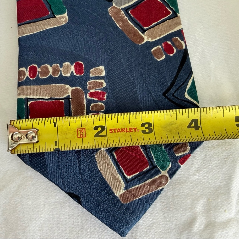 Vintage George Machado Zylos Silk Necktie Abstract Retro 90s Italian Silk - Picture 7 of 7